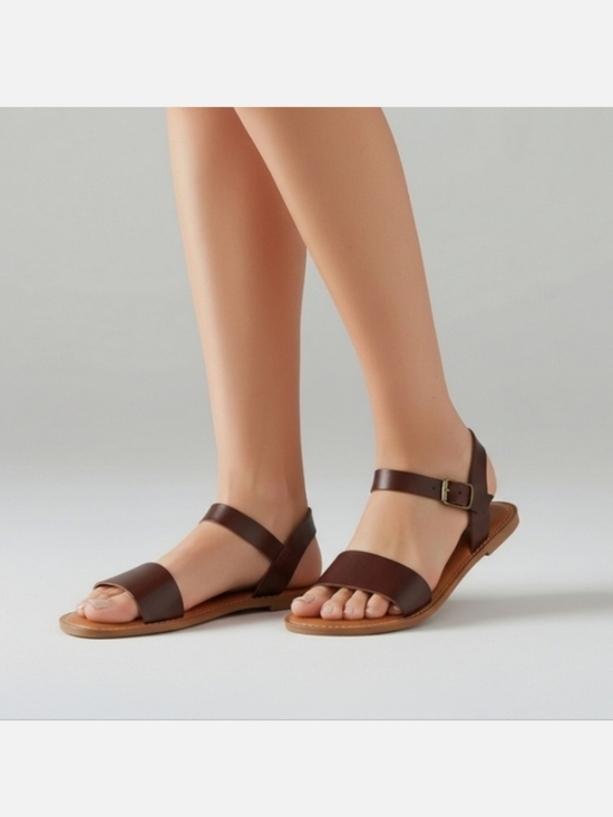 Amazon Essentials Shoes - Amazon Essentials Women's Two Strap Buclke Sandals Brown Size 7.5W